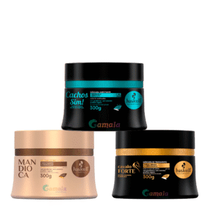 Kit Cronograma Haskell Cachos Sim Cavalo Forte Mandioca 300g