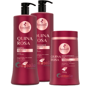 Kit Haskell Quina Rosa Shampoo Condicionador E Máscara 1 L
