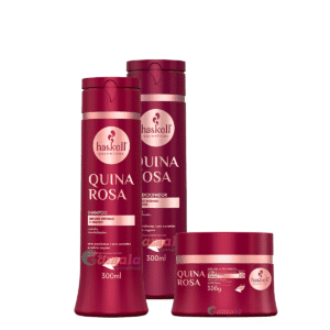 Kit Haskell Quina Rosa Shampoo Condicionador E Máscara 300ml