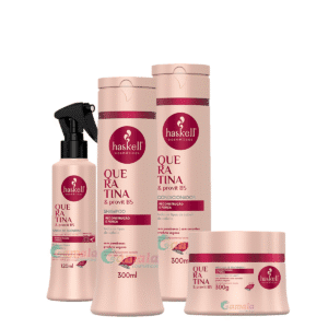 Kit Haskell Queratina Shampoo Cond Máscara E Carga 300ml