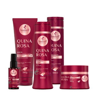 Kit Haskell Quina Rosa Shampoo Cond Másc Leave E Sérum 300ml