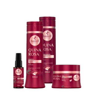 Kit Haskell Quina Rosa Shampoo Cond Máscara E Sérum 300ml