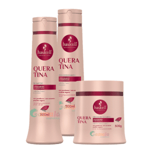 Kit Haskell Queratina Shampoo Condicionador E Máscara 500ml