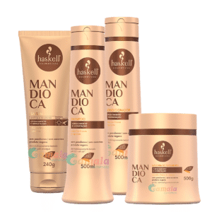 Kit Haskell Mandioca Shampoo Cond Mascara E Leave 500ml