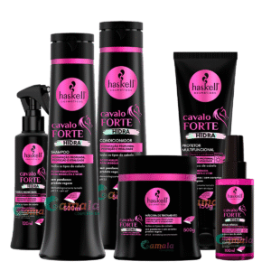 Kit Haskell Shamp cond másc leave in fluido e sérum Cavalo Forte Hidra 500ml