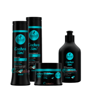 Kit Haskell Cachos Sim Shampoo Cond Mascara E Leave In 300ml