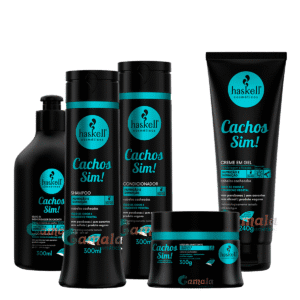 Kit Haskell Cachos Shampoo Cond Masc Leave E Creme Gel 300ml