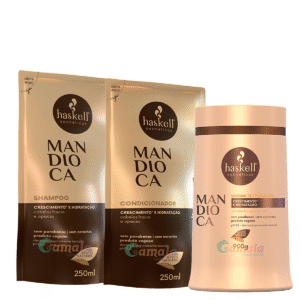 Kit Haskell Mandioca Shampoo Condicionador Masc Hidratação