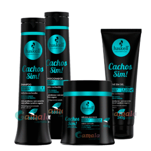 Kit Haskell Cachos Sim Shampoo Cond Masc E Creme Gel 500ml
