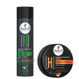 Kit Haskell H Shampoo Anti Caspa E Pomada Modeladora