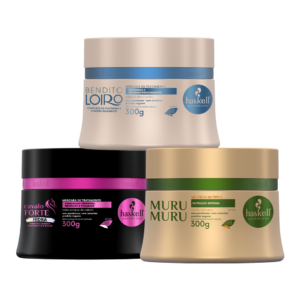 Kit Haskell Cronograma Bendito Loiro Murumuru Cavalo Forte Hidra 300g